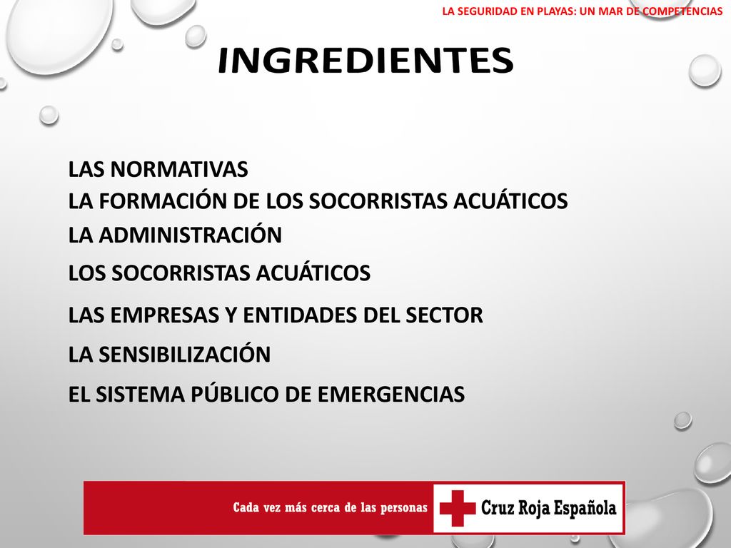 INGREDIENTES LAS NORMATIVAS LA FORMACIÓN DE LOS SOCORRISTAS ACUÁTICOS
