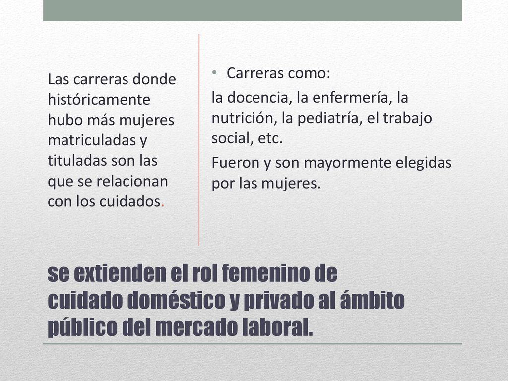 Las carreras donde históricamente hubo más mujeres matriculadas y tituladas son las que se relacionan con los cuidados.