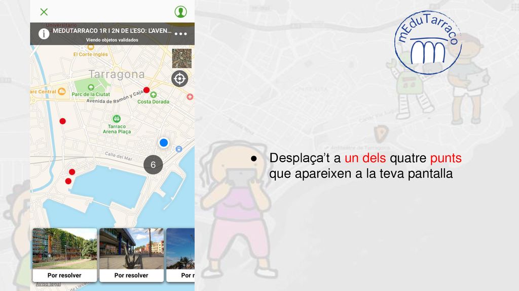 Desplaça’t a un dels quatre punts que apareixen a la teva pantalla