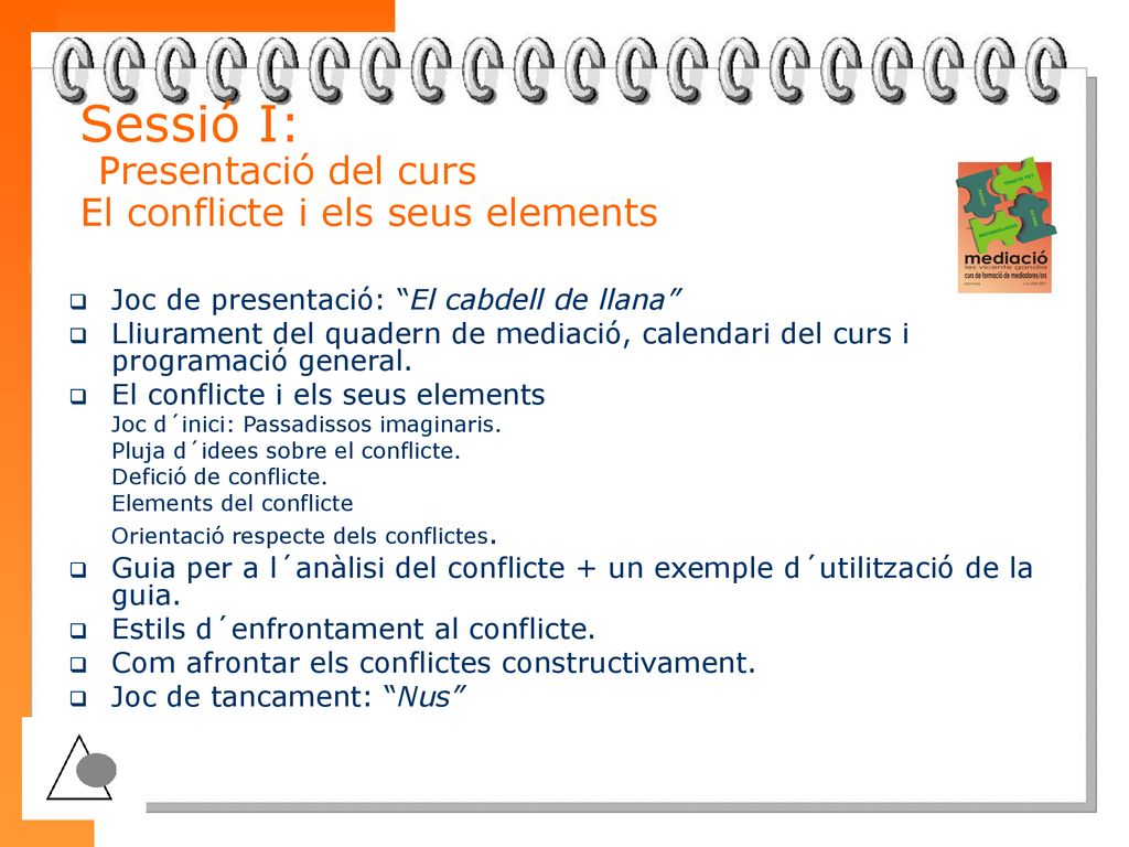 Sessió I: Presentació del curs El conflicte i els seus elements