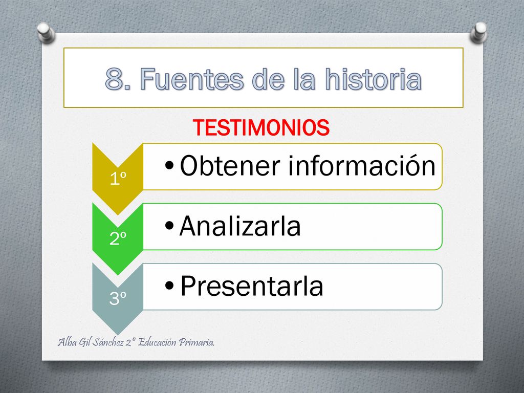 8. Fuentes de la historia Obtener información Analizarla Presentarla