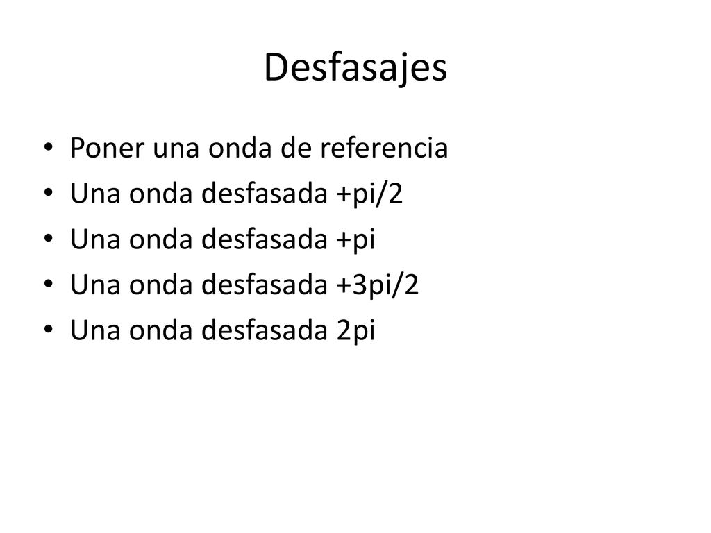 Desfasajes Poner una onda de referencia Una onda desfasada +pi/2