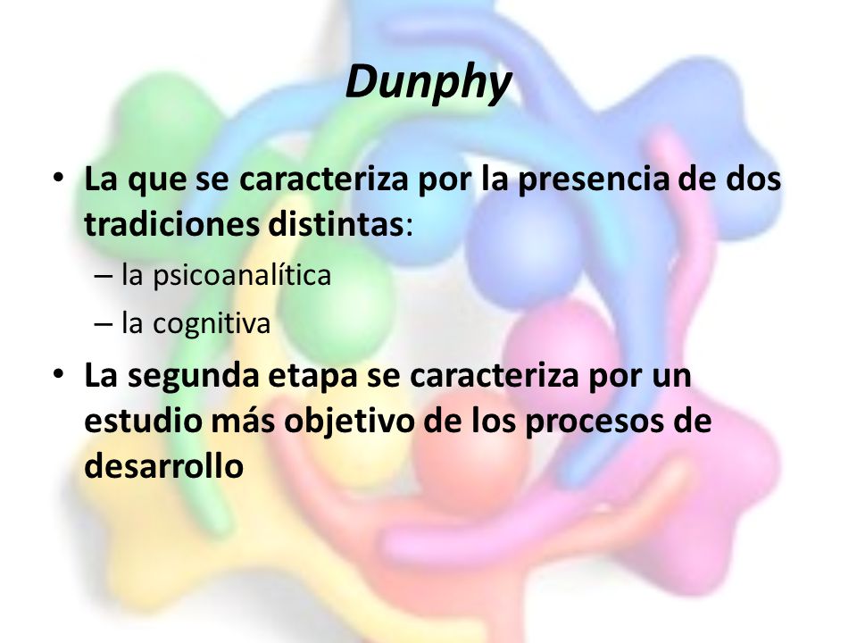 Dunphy La que se caracteriza por la presencia de dos tradiciones distintas: la psicoanalítica. la cognitiva.