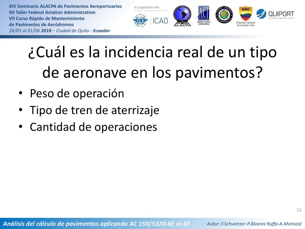 ¿Cuál es la incidencia real de un tipo de aeronave en los pavimentos