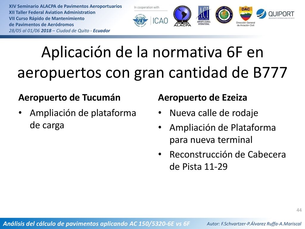Aplicación de la normativa 6F en aeropuertos con gran cantidad de B777