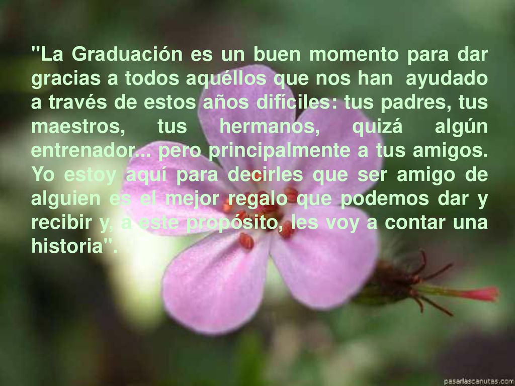 La Graduación es un buen momento para dar gracias a todos aquéllos que nos han ayudado a través de estos años difíciles: tus padres, tus maestros, tus hermanos, quizá algún entrenador...