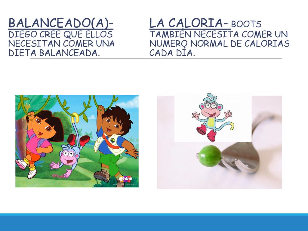 balanceado(a)- Diego cree que ellos necesitan comer una dieta balanceada.