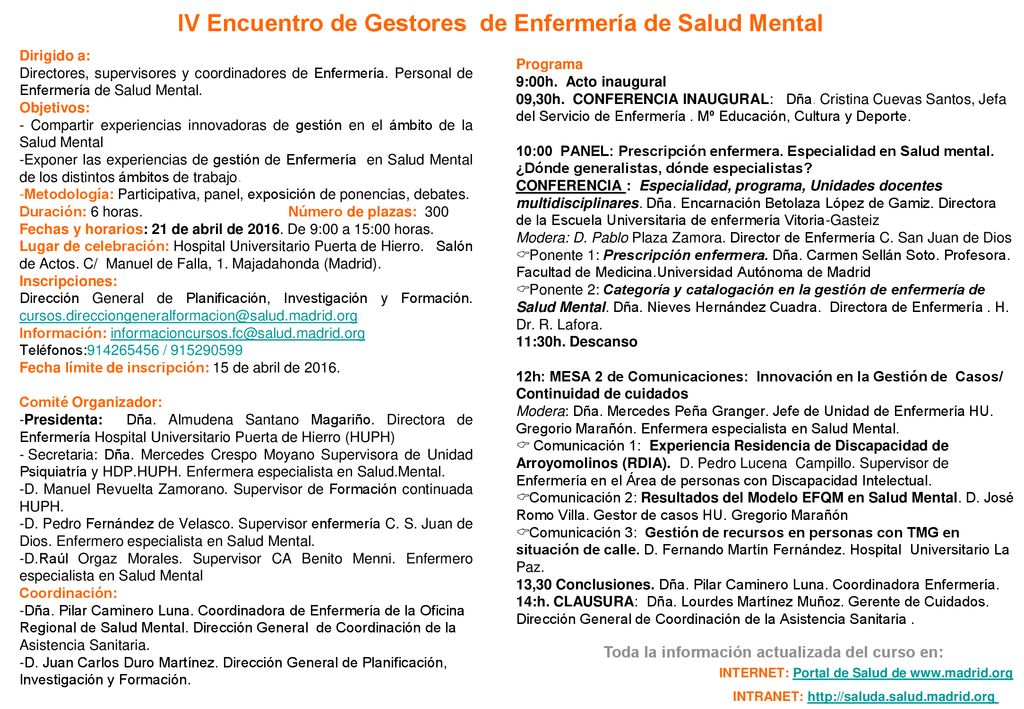 IV Encuentro de Gestores de Enfermería de Salud Mental
