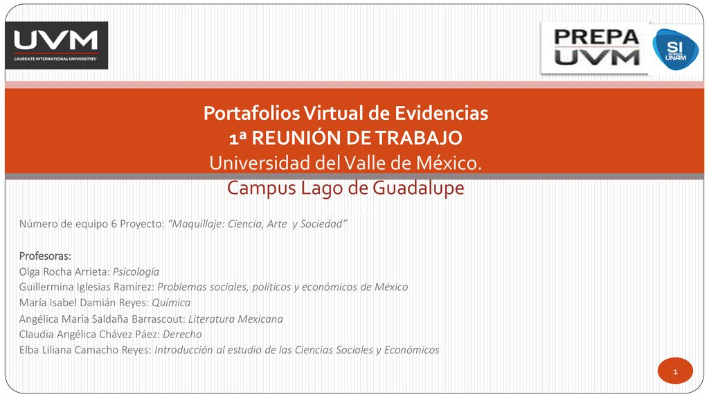 Portafolios Virtual de Evidencias 1ª REUNIÓN DE TRABAJO Universidad del Valle de México. Campus Lago de Guadalupe Clave: 6913