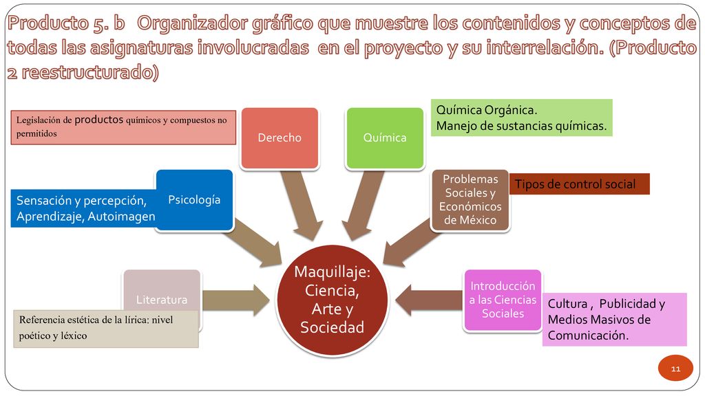 Producto 5. b Organizador gráfico que muestre los contenidos y conceptos de todas las asignaturas involucradas en el proyecto y su interrelación. (Producto 2 reestructurado)