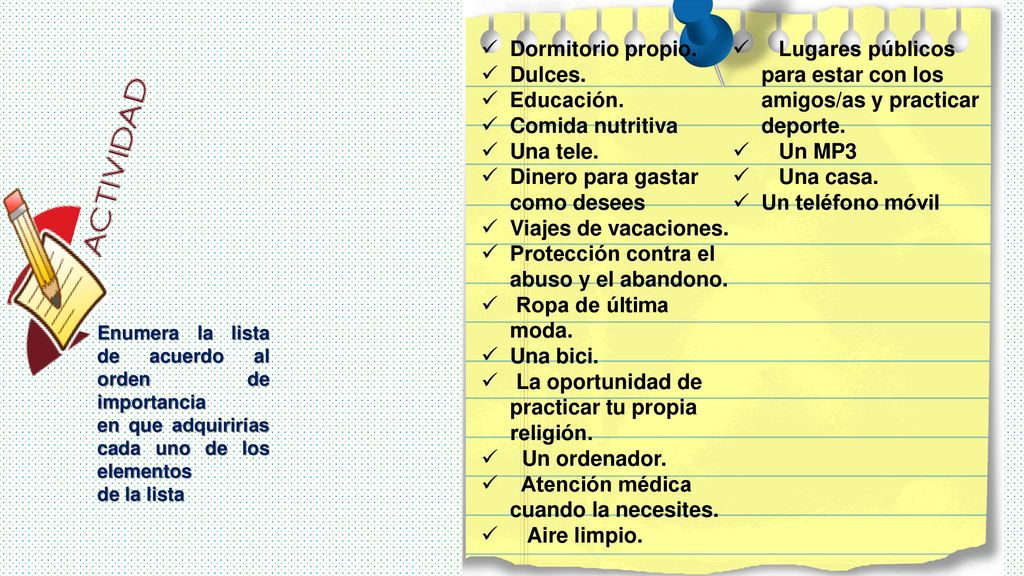 Lista: Dormitorio propio.
