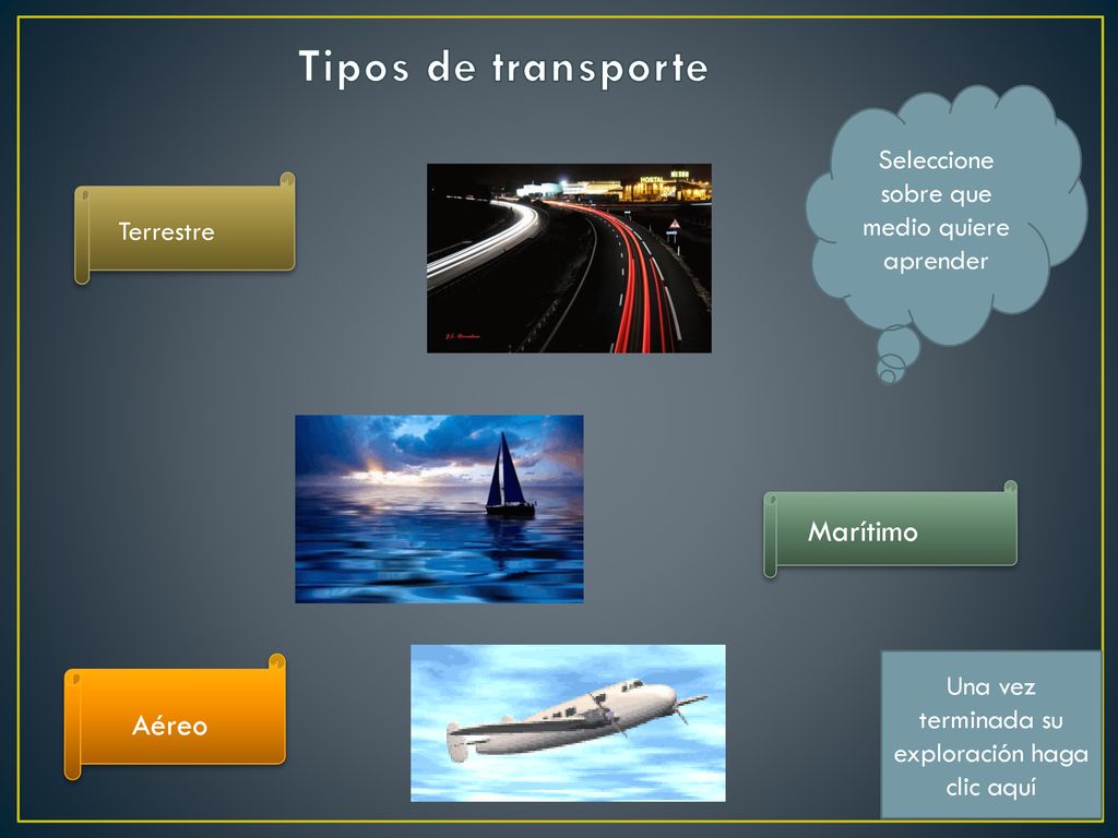 Tipos de transporte Marítimo Aéreo