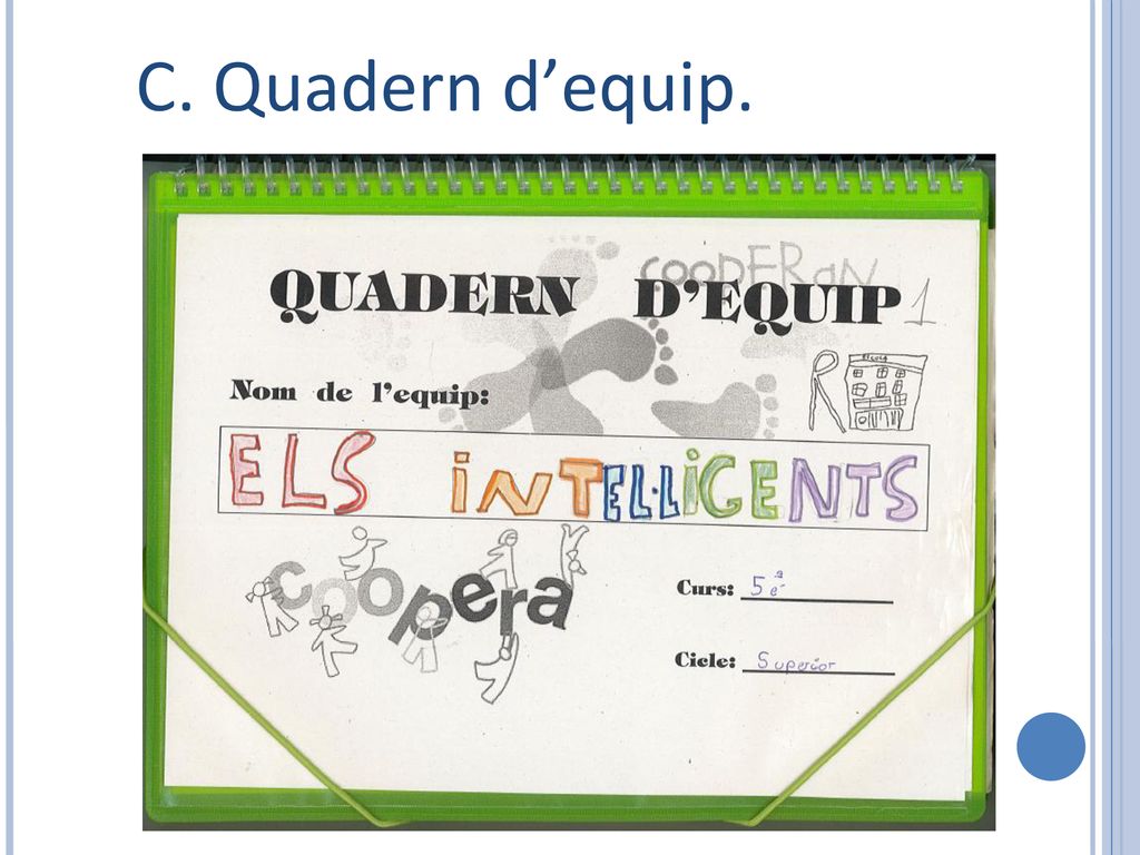 C. Quadern d’equip. En aquest àmbit el que es controla és el propi treball en equip.