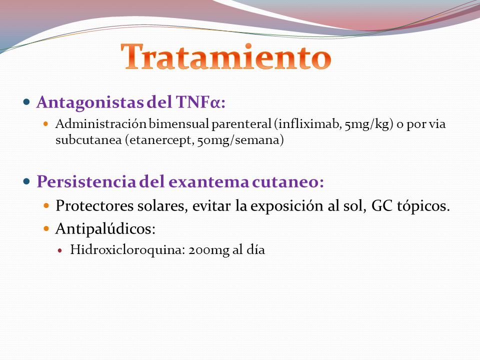 Tratamiento Antagonistas del TNFα: Persistencia del exantema cutaneo: