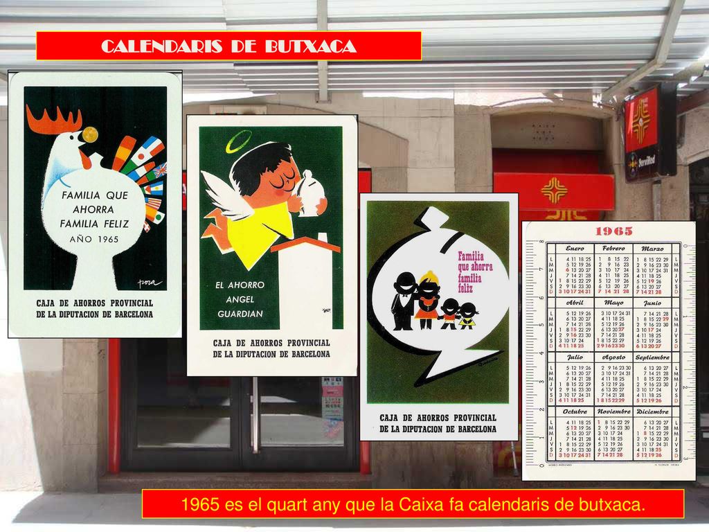 1965 es el quart any que la Caixa fa calendaris de butxaca.