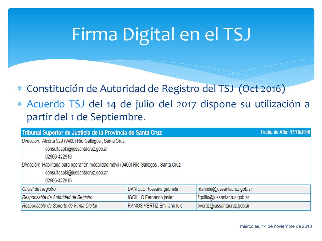 Firma Digital en el TSJ Constitución de Autoridad de Registro del TSJ (Oct 2016)