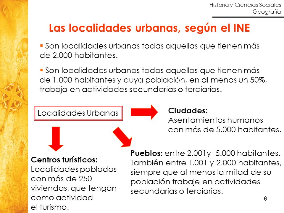Las localidades urbanas, según el INE