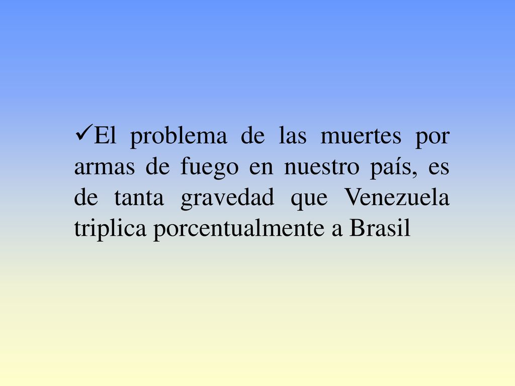 El problema de las muertes por armas de fuego en nuestro país, es de tanta gravedad que Venezuela triplica porcentualmente a Brasil