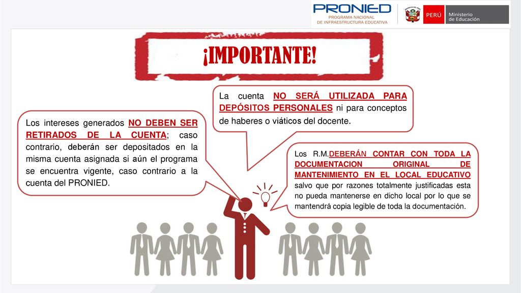 ¡IMPORTANTE! La cuenta NO SERÁ UTILIZADA PARA DEPÓSITOS PERSONALES ni para conceptos de haberes o viáticos del docente.