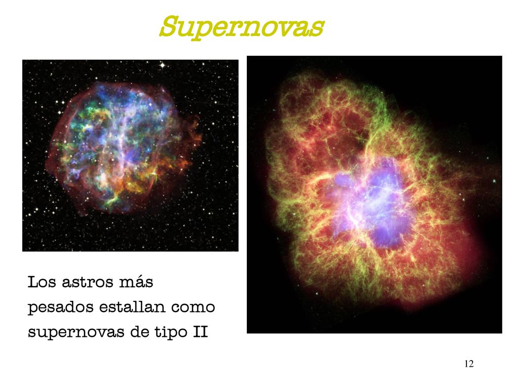 Supernovas Los astros más pesados estallan como supernovas de tipo II