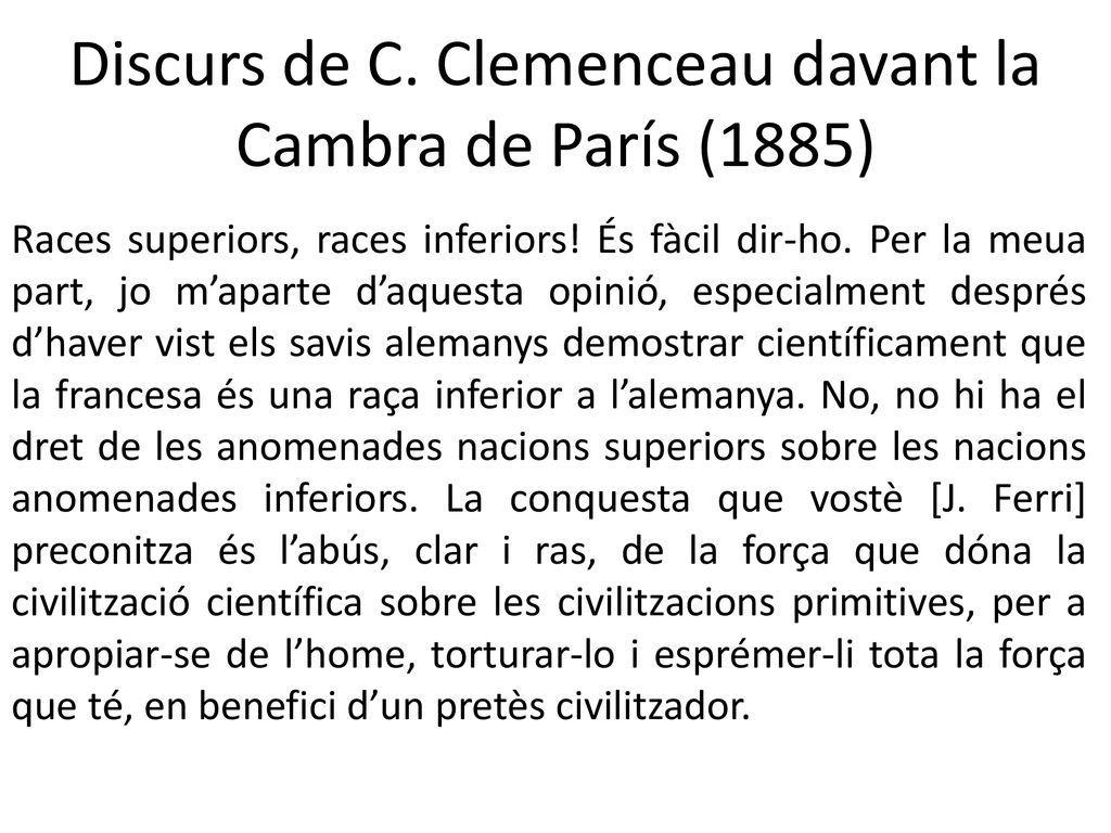 Discurs de C. Clemenceau davant la Cambra de París (1885)