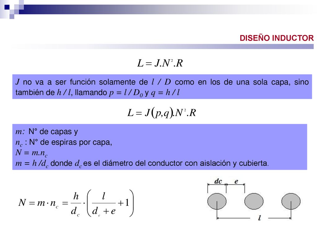 nc : N° de espiras por capa, N = m.nc