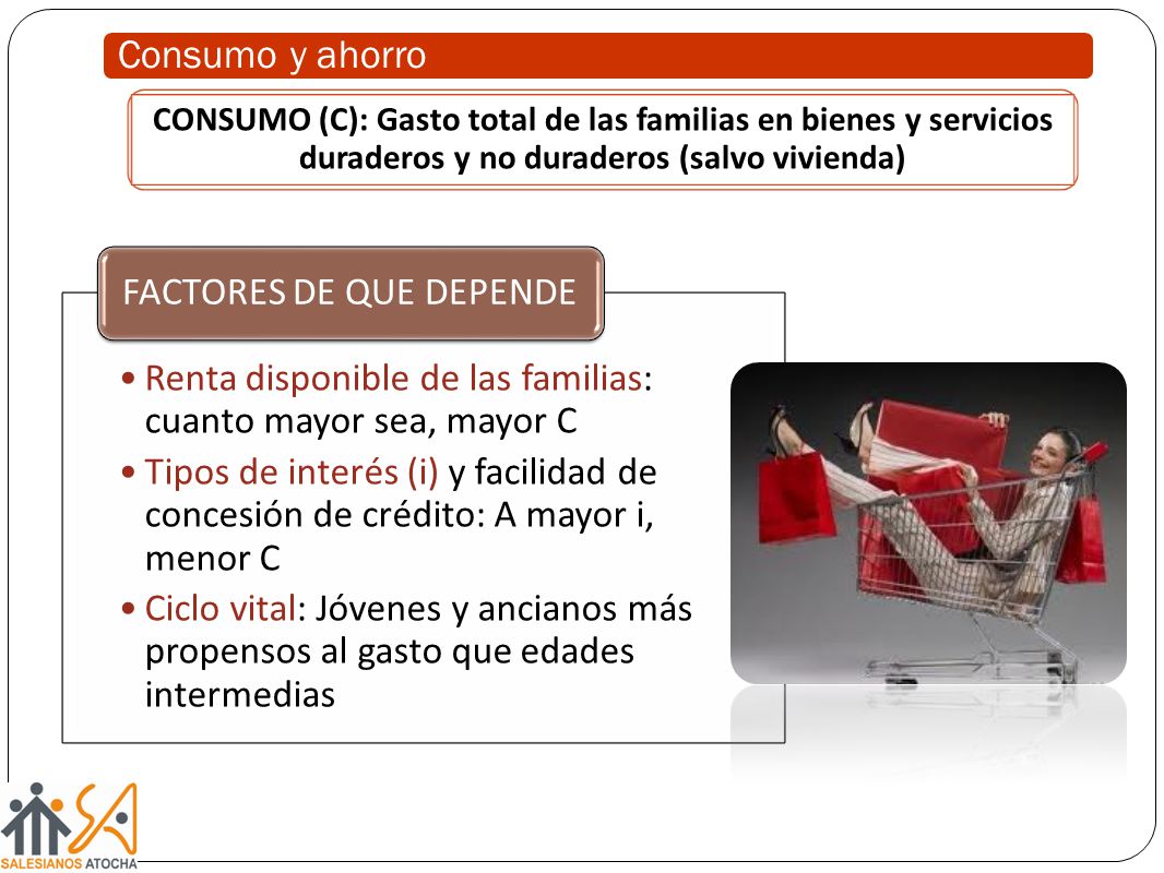 Consumo y ahorro CONSUMO (C): Gasto total de las familias en bienes y servicios duraderos y no duraderos (salvo vivienda)