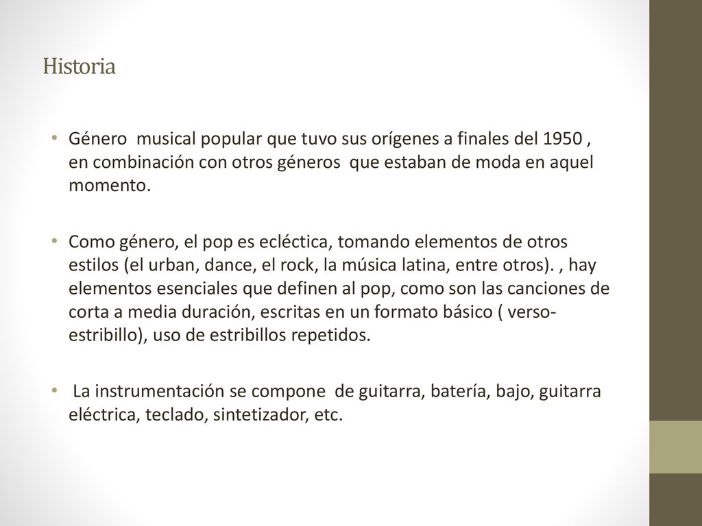 Historia Género musical popular que tuvo sus orígenes a finales del 1950 , en combinación con otros géneros que estaban de moda en aquel momento.