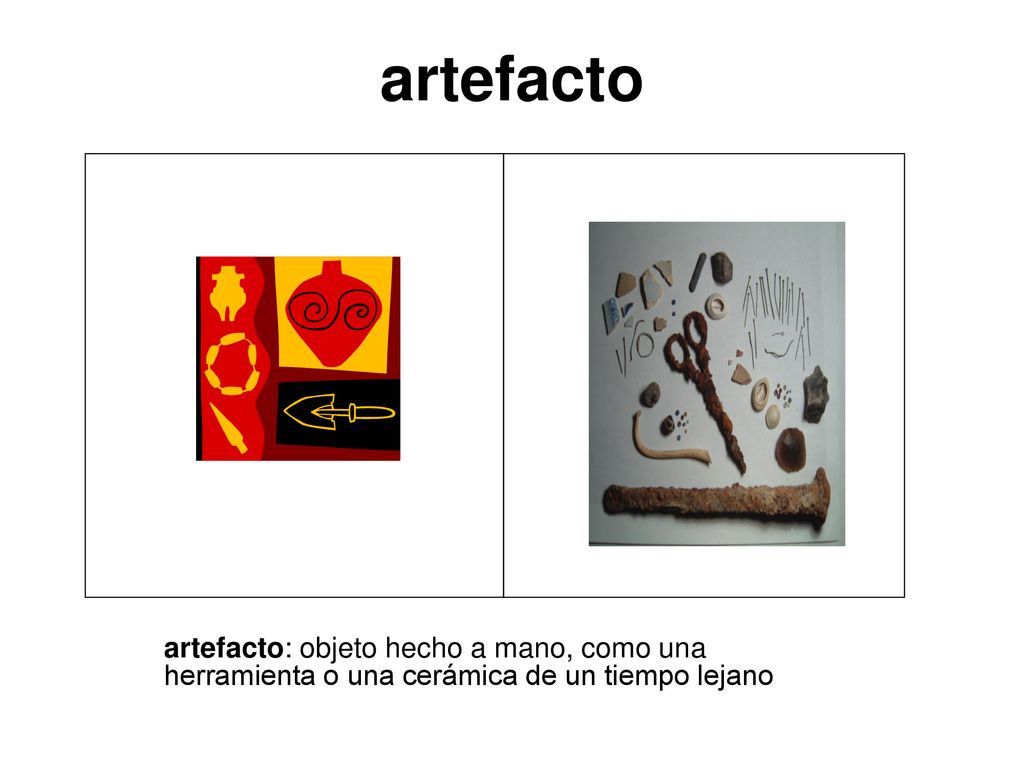 artefacto artefacto: objeto hecho a mano, como una herramienta o una cerámica de un tiempo lejano