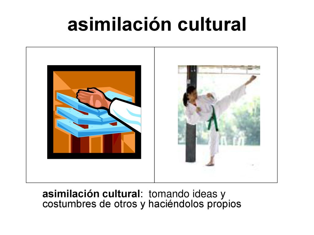 asimilación cultural asimilación cultural: tomando ideas y costumbres de otros y haciéndolos propios.