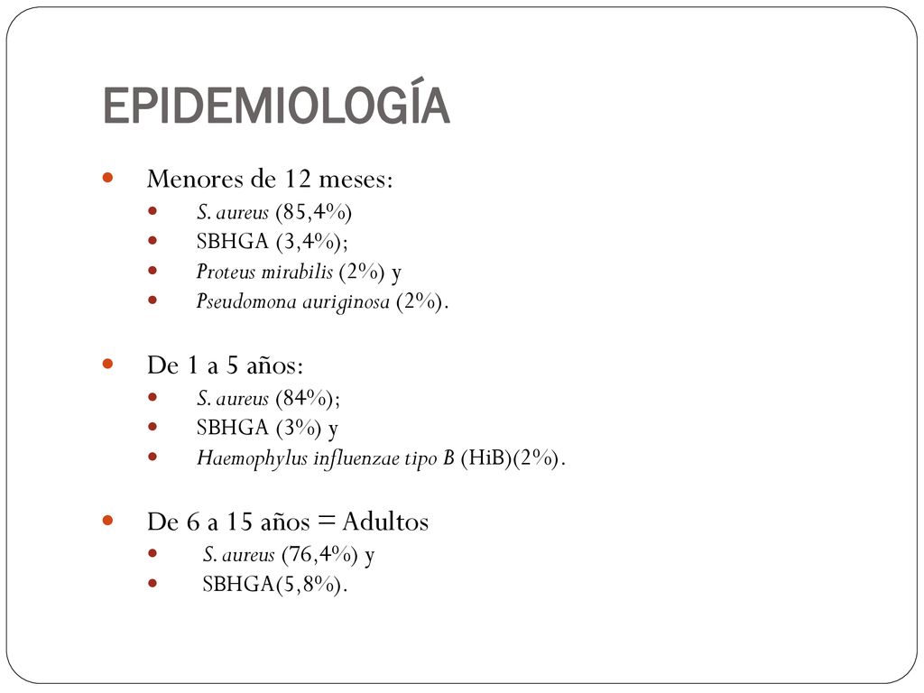 EPIDEMIOLOGÍA Menores de 12 meses: De 1 a 5 años: