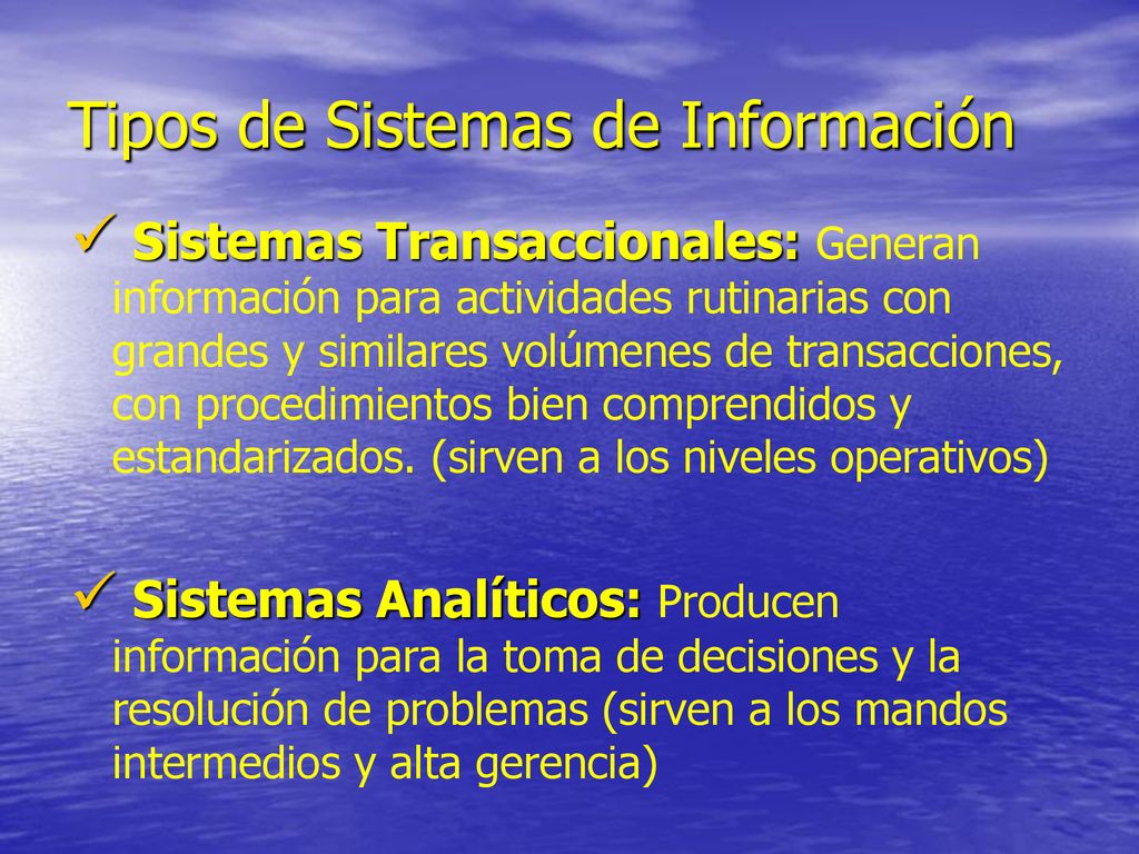 Tipos de Sistemas de Información