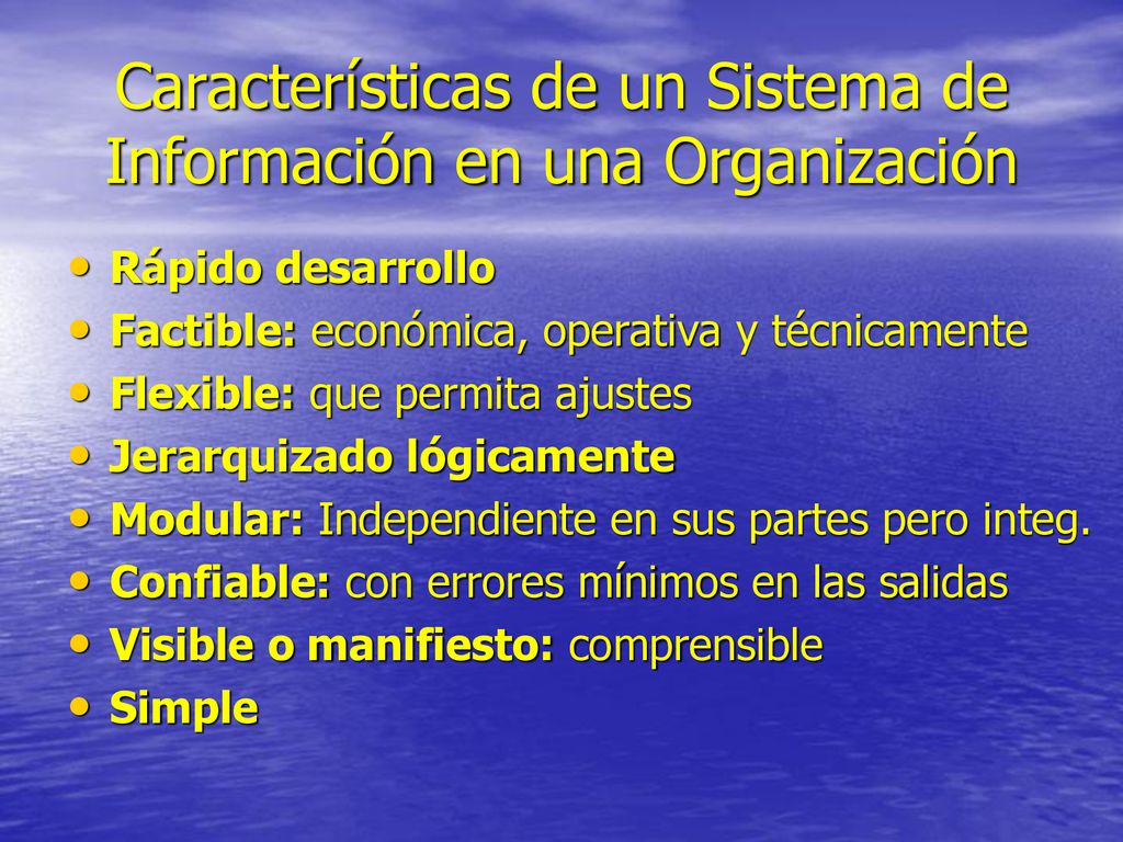 Características de un Sistema de Información en una Organización