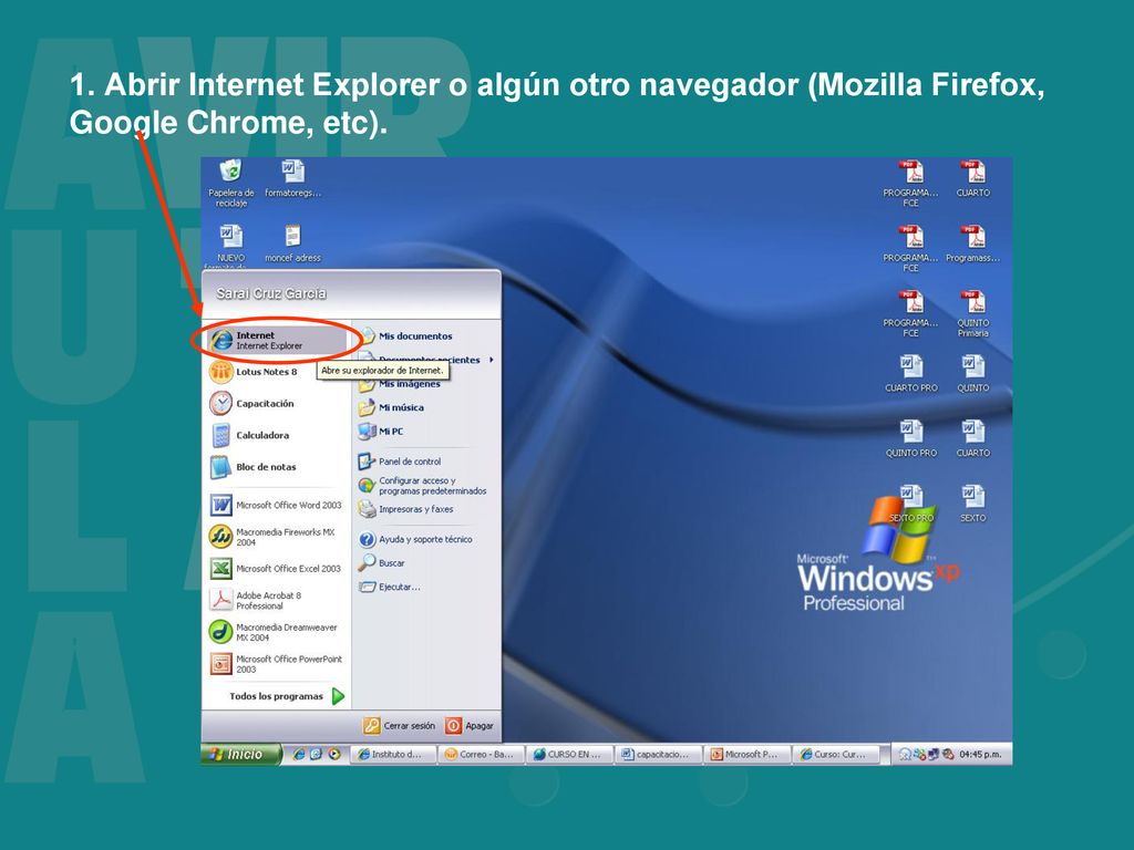 1. Abrir Internet Explorer o algún otro navegador (Mozilla Firefox, Google Chrome, etc).