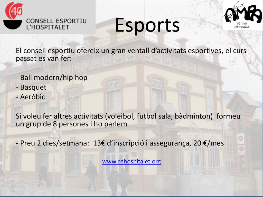 Esports El consell esportiu ofereix un gran ventall d’activitats esportives, el curs passat es van fer: