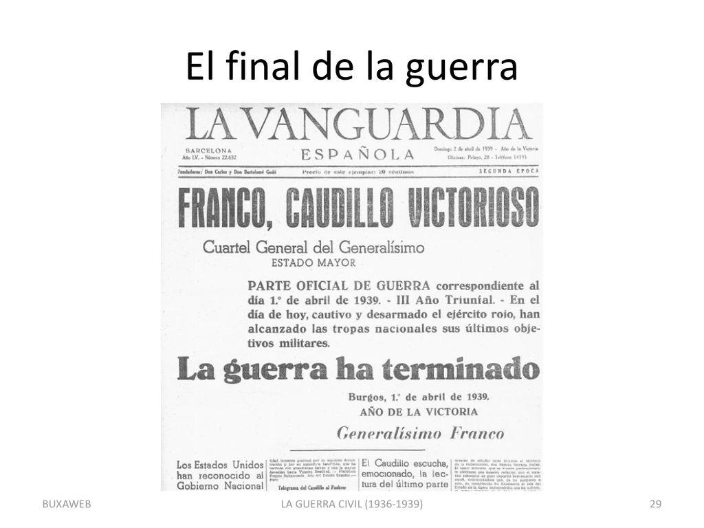 El final de la guerra BUXAWEB LA GUERRA CIVIL ( )