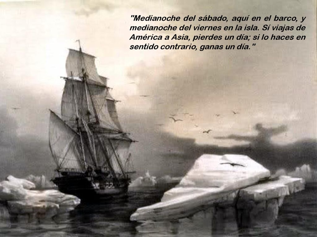 Medianoche del sábado, aquí en el barco, y medianoche del viernes en la isla.