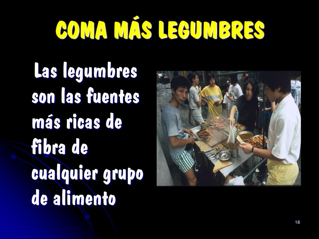 COMA MÁS LEGUMBRES Las legumbres son las fuentes más ricas de fibra de cualquier grupo de alimento