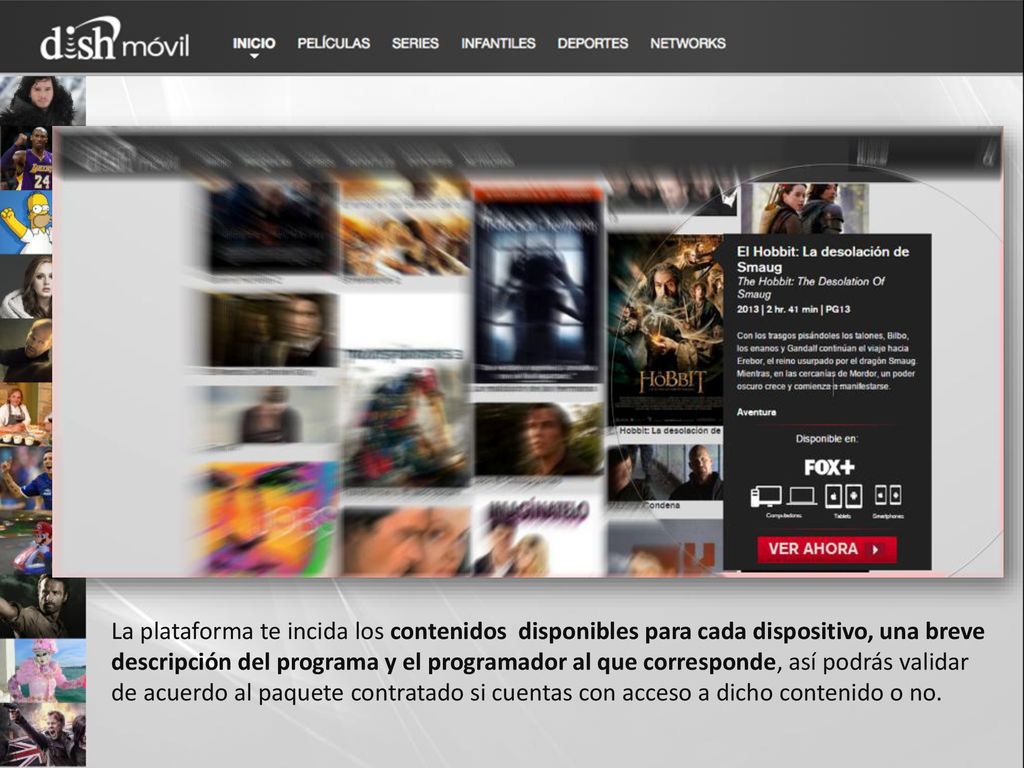 La plataforma te incida los contenidos disponibles para cada dispositivo, una breve descripción del programa y el programador al que corresponde, así podrás validar de acuerdo al paquete contratado si cuentas con acceso a dicho contenido o no.