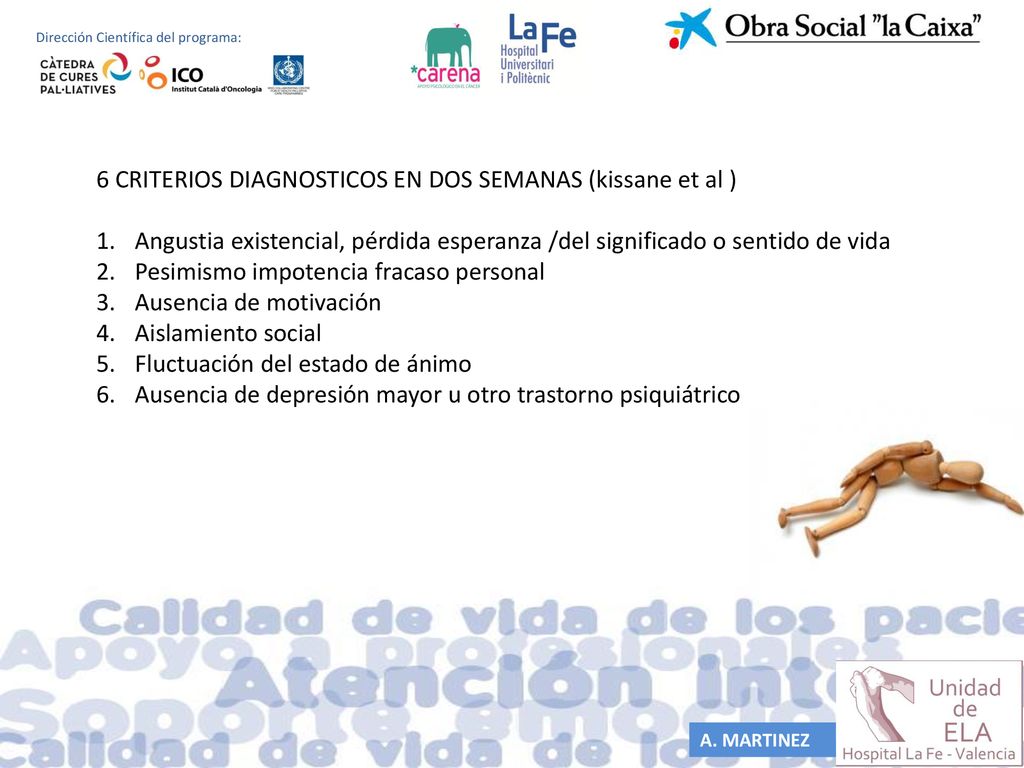 6 CRITERIOS DIAGNOSTICOS EN DOS SEMANAS (kissane et al )