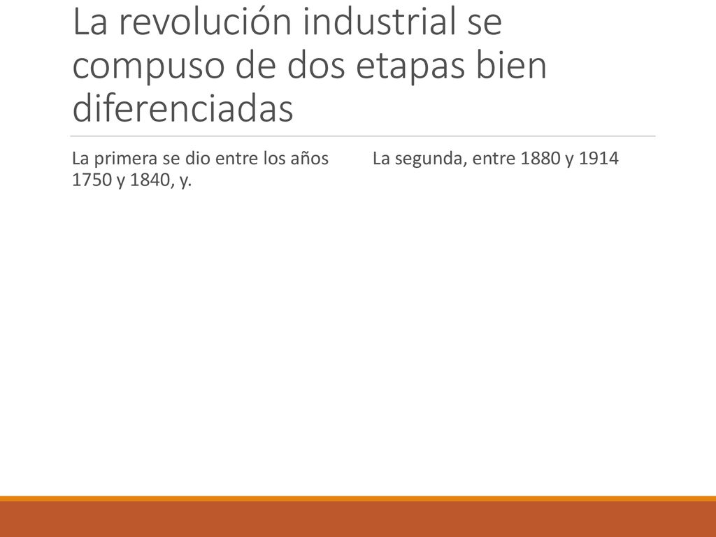 La revolución industrial se compuso de dos etapas bien diferenciadas