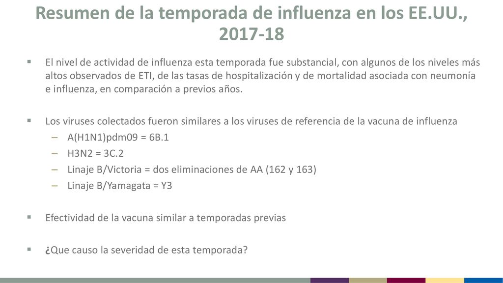 Resumen de la temporada de influenza en los EE.UU.,