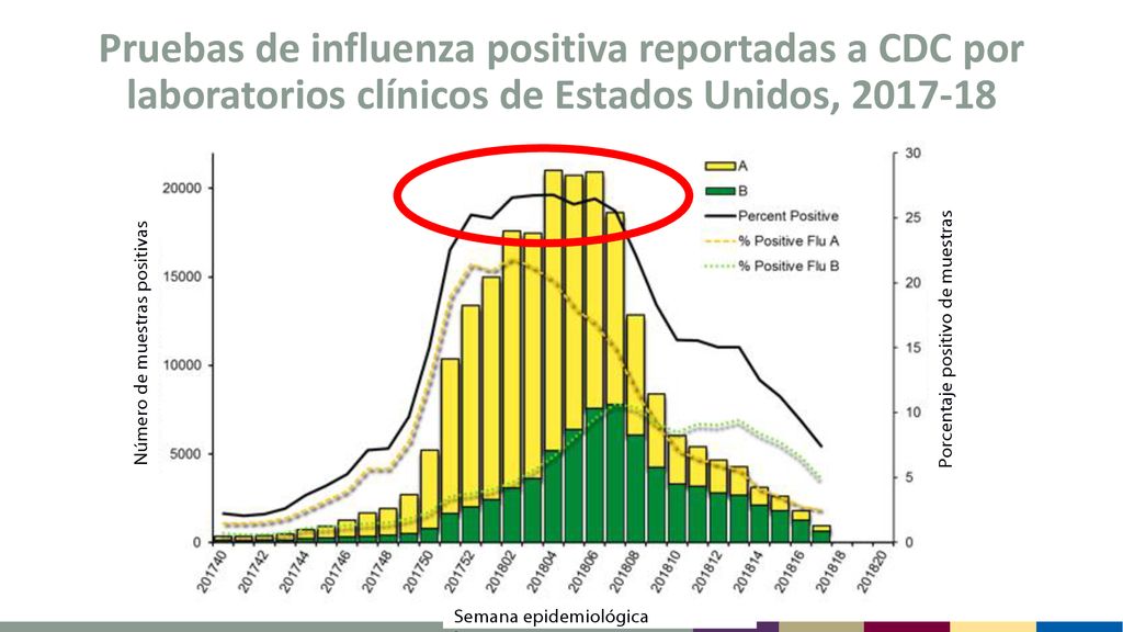 Pruebas de influenza positiva reportadas a CDC por laboratorios clínicos de Estados Unidos,