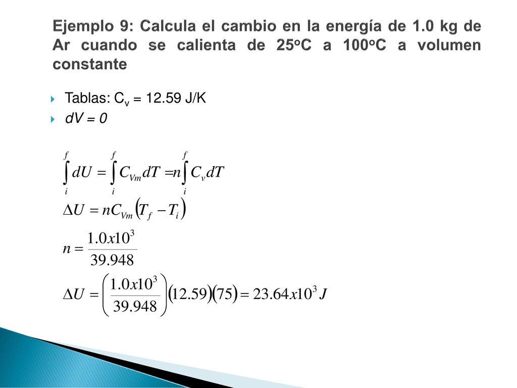Ejemplo 9: Calcula el cambio en la energía de 1