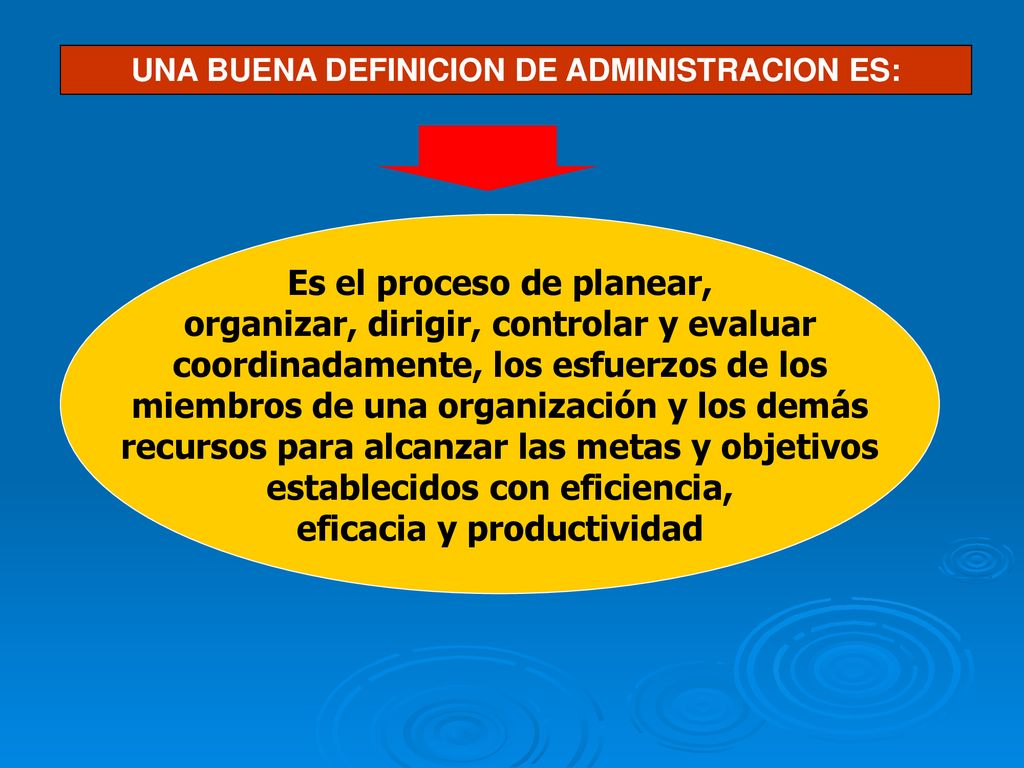 Es el proceso de planear, organizar, dirigir, controlar y evaluar