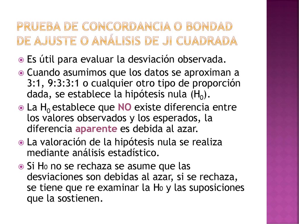 Prueba de concordancia o Bondad de ajuste o análisis de ji cuadrada
