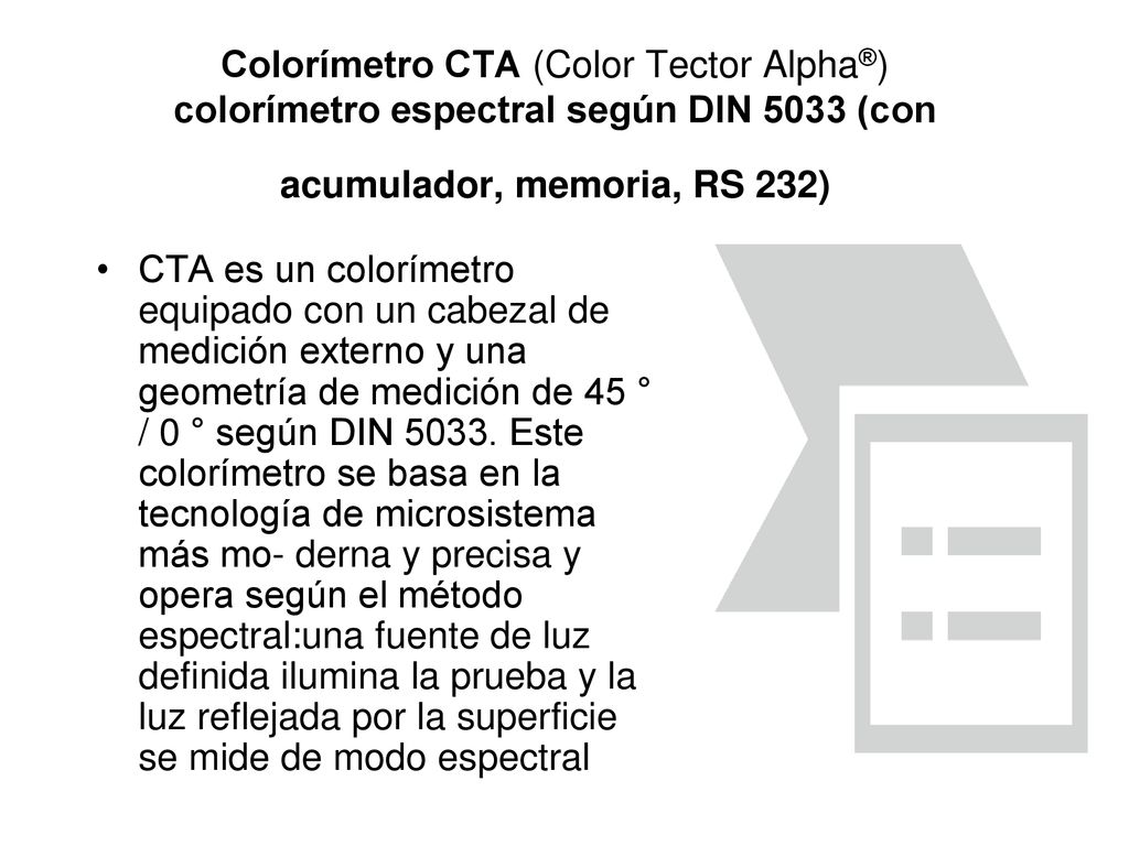 Colorímetro CTA (Color Tector Alpha®) colorímetro espectral según DIN 5033 (con acumulador, memoria, RS 232)