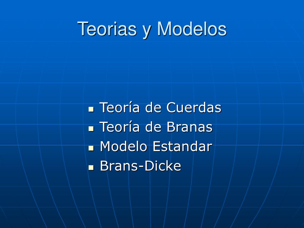 Teorias y Modelos Teoría de Cuerdas Teoría de Branas Modelo Estandar