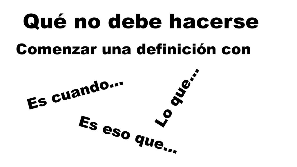 Qué no debe hacerse Comenzar una definición con Lo que... Es cuando...