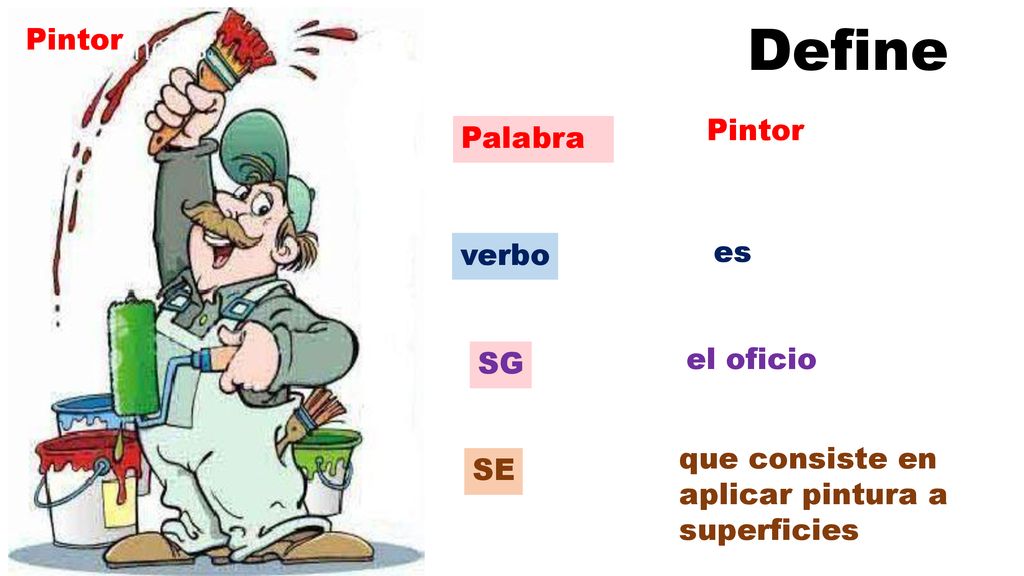 Define Pintor Pintor Palabra es verbo el oficio SG